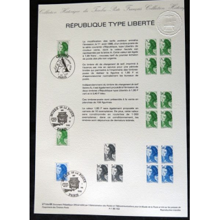 Documents philatéliques : Collection historique du timbre poste français "République type Liberté"