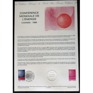 Documents philatéliques : Collection historique du timbre poste français "Conférence mondiale de l'energie Cannes 1986"