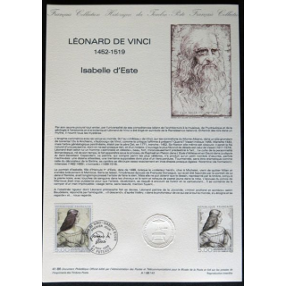 Documents philatéliques : Collection historique du timbre poste français "Léonard de Vinci 1452 - 1519 "