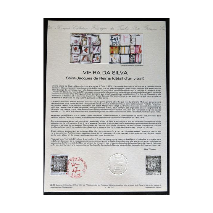 Documents philatéliques : Collection historique du timbre poste français "Vieira Da Silva"
