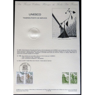 Documents philatéliques : Collection historique du timbre poste français "UNESCO Timbres-poste de service"