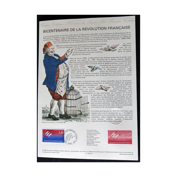 Documents philatéliques : Collection historique du timbre poste français "Bicentenaire de la Révolution française"