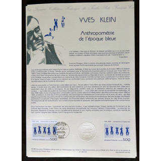 Documents philatéliques : Collection historique du timbre poste français "Yves Klein"