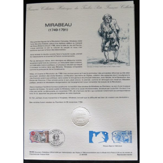 Documents philatéliques : Collection historique du timbre poste français "Mirabeau(1749 - 1791)"