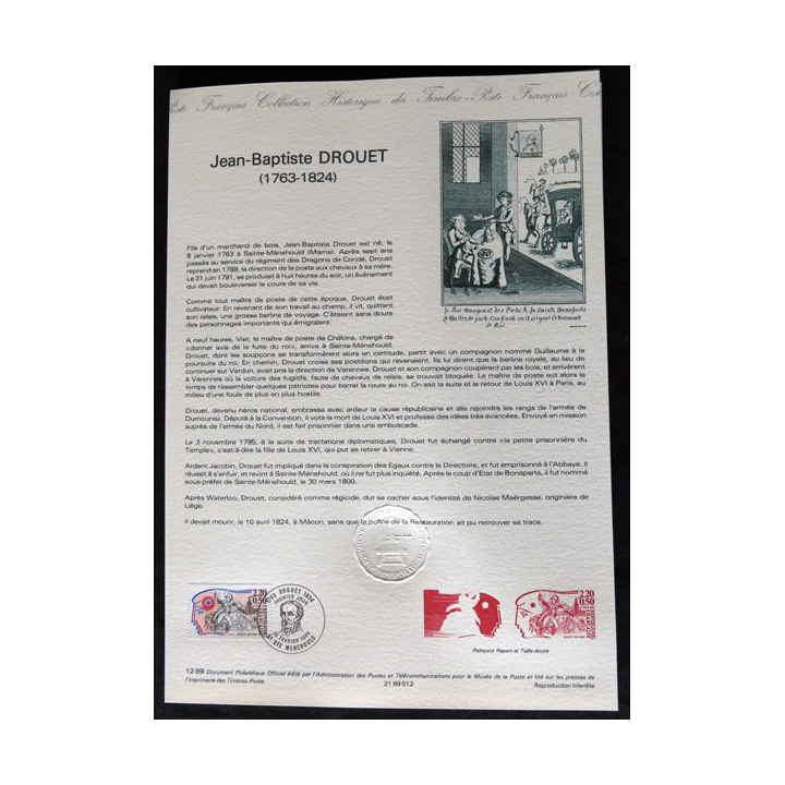 Documents philatéliques : Collection historique du timbre poste français "Jean-Baptiste Drouet (1763 - 1824)"