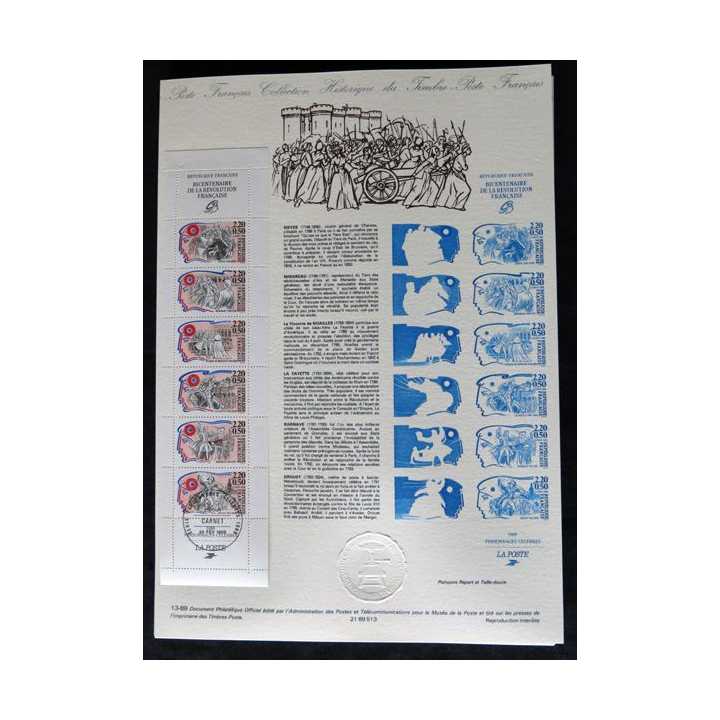 Documents philatéliques : Collection historique du timbre poste français "Bicentenaire de la Révolution française"