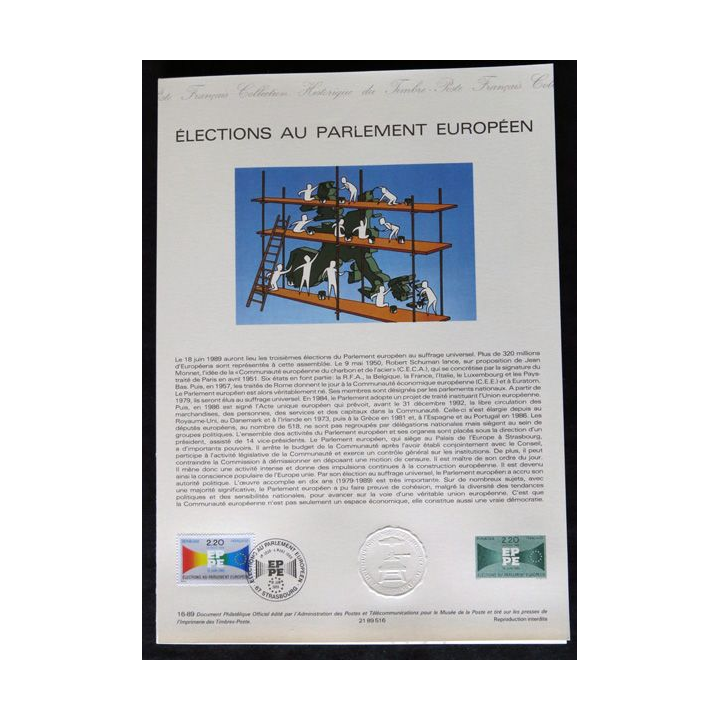 Documents philatéliques : Collection historique du timbre poste français "Elections au parlement européen"