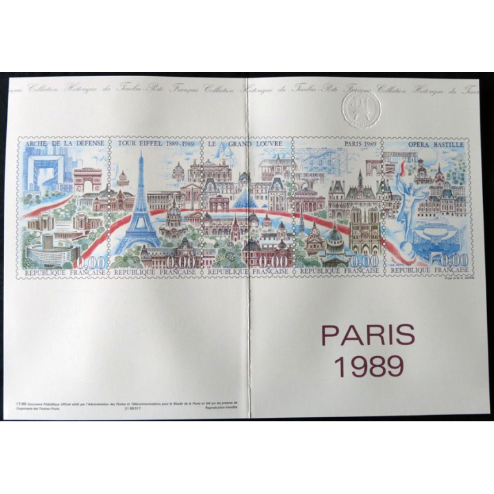 Documents philatéliques : Collection historique du timbre poste français "Paris 1989"