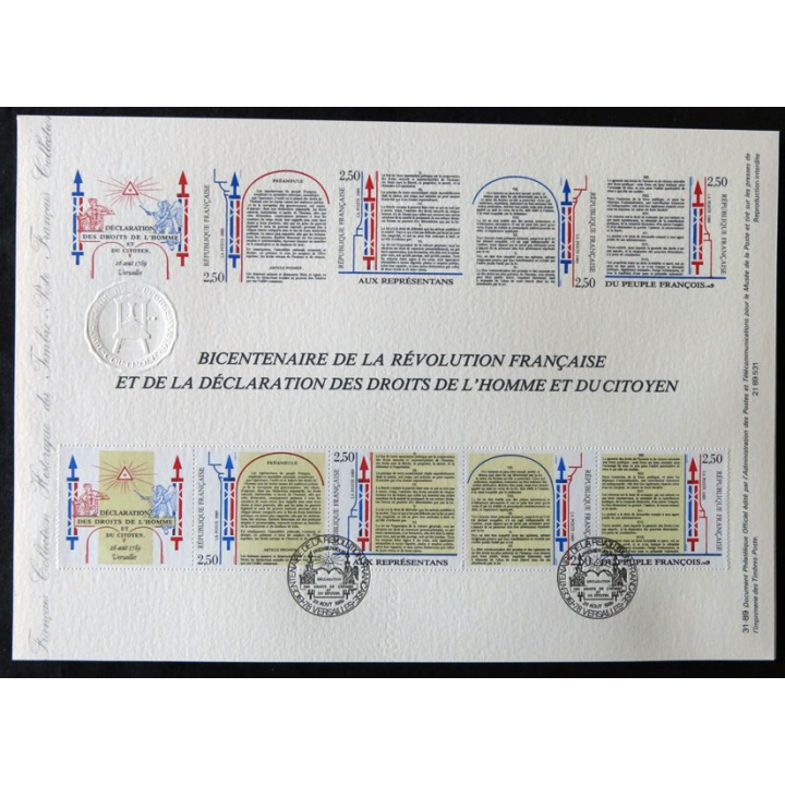 Documents philatéliques : Collection historique du timbre poste français "Bicentenaire de la Révolution française"