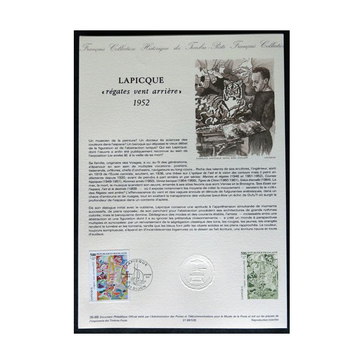 Documents philatéliques : Collection historique du timbre poste français "LAPICQUE 1952"