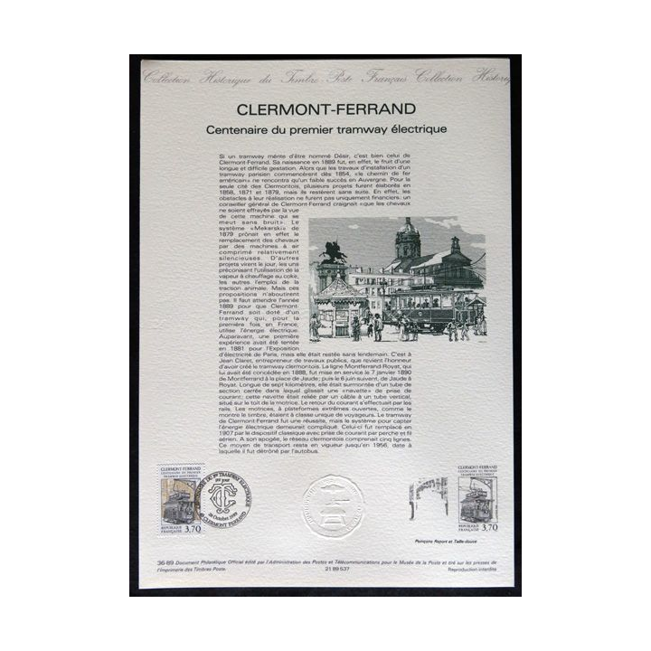 Documents philatéliques : Collection historique du timbre poste français "Clermont Ferrand"