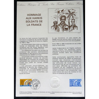 Documents philatéliques : Collection historique du timbre poste français "Hommage aux Harkis soldats de France"