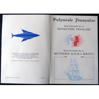 Documents philatéliques : Collection historique du timbre poste français "Bicentenaire de la mutinerie du H.M.S Bounty"