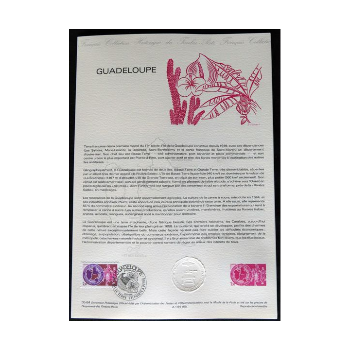 Documents philatéliques : Collection historique du timbre poste français "Guadeloupe"