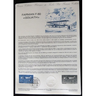 Documents philatéliques : Collection historique du timbre poste français "Farman F.60 Goliath"