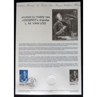 Documents philatéliques : Collection historique du timbre poste français "Diderot d'après L.M.Van Loo"