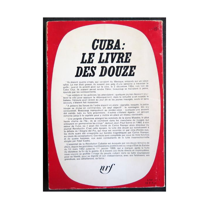 Cuba : le livre des douze par Carlos Franqui NRF Gallimard 1963
