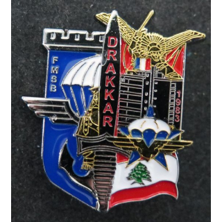 17° RGP 1° RCP 9° RCP : insigne  du 17° Régiment du Génie Parachutiste Drakkar FMSB Liban IMC n° 104