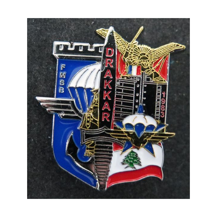 17° RGP 1° RCP 9° RCP : insigne  du 17° Régiment du Génie Parachutiste Drakkar FMSB Liban IMC n° 104