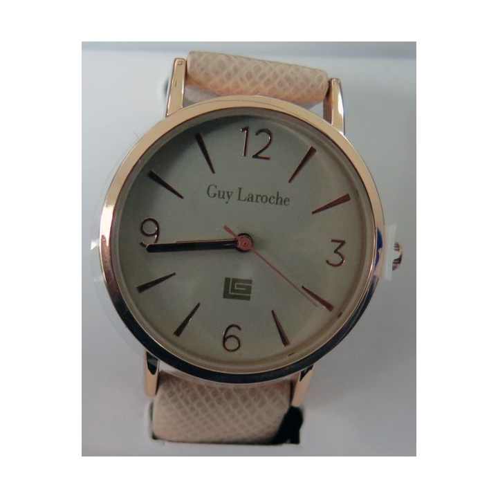 Montre femme neuve de couleur rose avec bracelet synthétique Guy Laroche