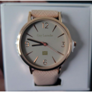 Montre femme neuve de couleur rose avec bracelet synthétique Guy Laroche