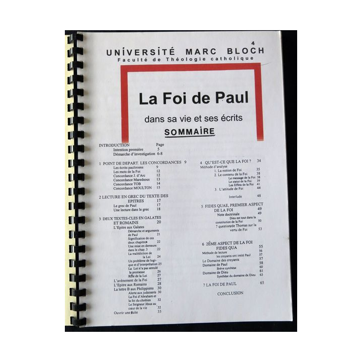 La Foi de Paul dans sa vie et ses écritsMémoire dirigé par le Pr J. Schlosser Université Marc Bloch Strasbourg 2004