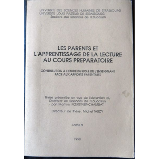 Les Parents et l'apprentissage de la lecture au cours préparatoire Tome 1 de Martine Foestner-Chambat