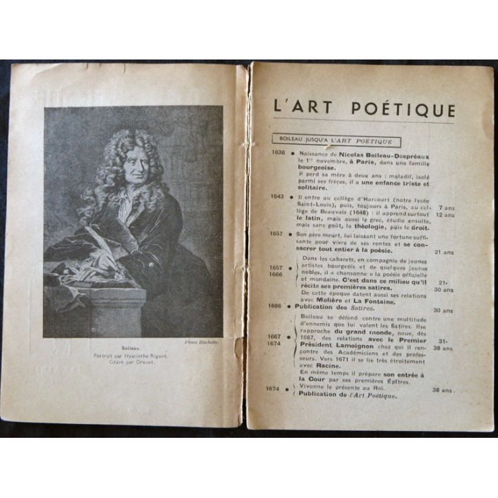 L'art poétique de Boileau de Henri Bénac aux éditionsLibrairie Hachette