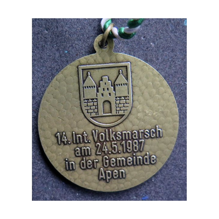 ALLEMAGNE : médaille de la 14° Int. Volksmarsch du 24.5.1987 in der Gemeinde Apen