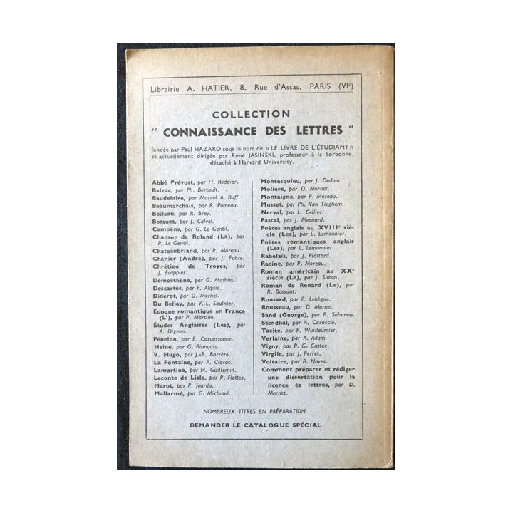 Rutebeuf, Charles d'Orléans, François Villon de Jules Hasselmann Librairie Hatier 1958 numéroté 129