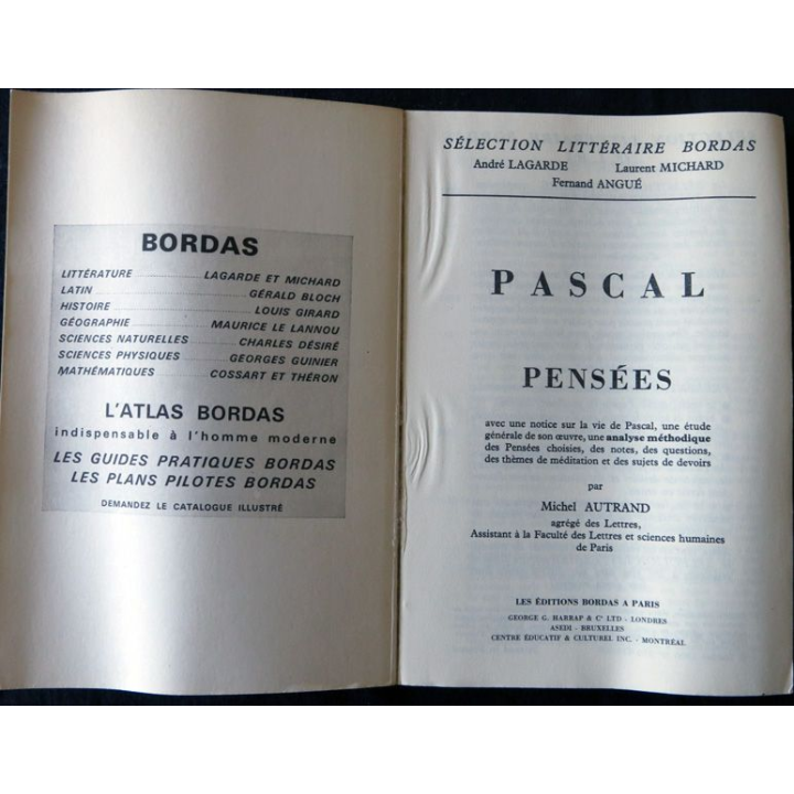 Pascal Pensées  de Michel Autrand aux éditions Bordas SLB