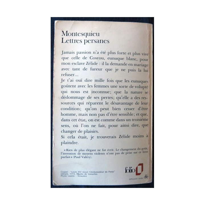 Lettres persanes de Montesquieu aux éditions Folio