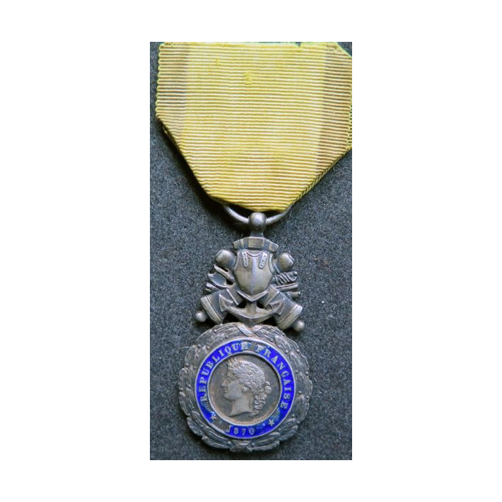 FRANCE : RARE Médaille militaire 1870 3° république en argent DOUBLE FACE modèle du 3° type