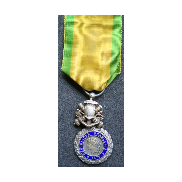 FRANCE : Médaille militaire 1870 3° république en argent DOUBLE FACE modèle du 5° type