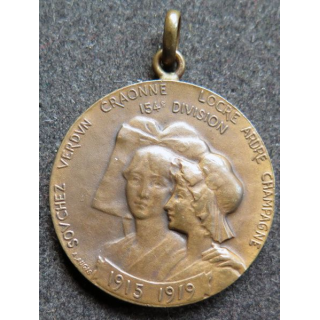 FRANCE : Médaille commémorativede la 154° Division d'Infanterie en bronze