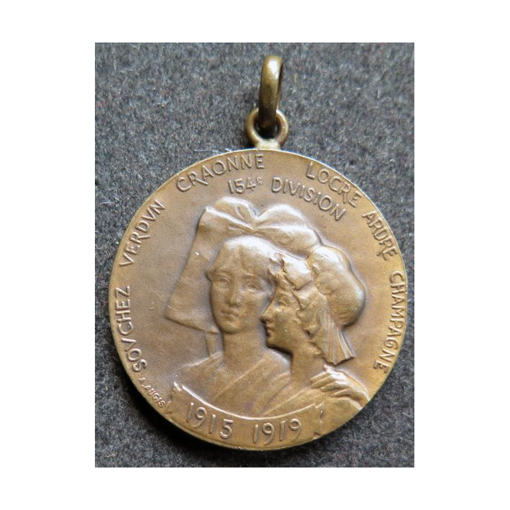 FRANCE : Médaille commémorativede la 154° Division d'Infanterie en bronze