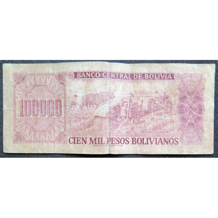 BOLIVIE : Billet de banque de 100 000 pesos bolivianos