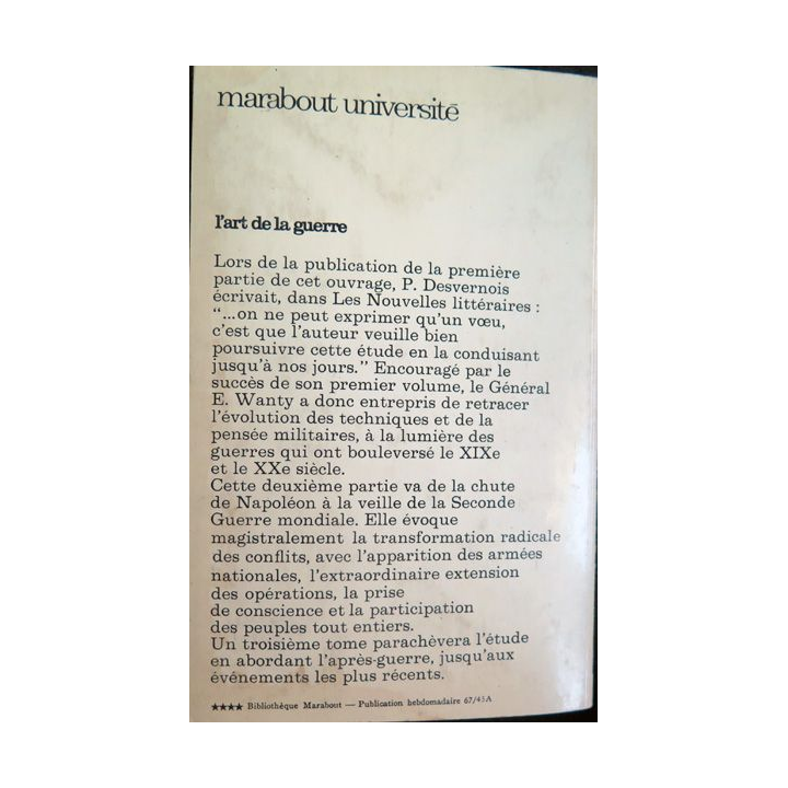 L'Art de la Guerre de la Guerre de Crimée à la Blmitzkrieg de Emile Wanty