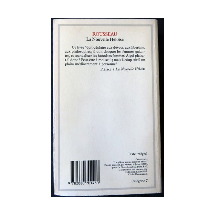 Julie ou la nouvelle Héloïse deJean-Jacques Rousseau aux éditions Flammarion