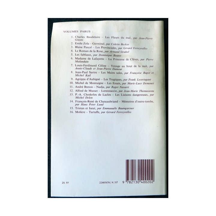 Molière - Tartuffe (études littéraires) de Gérard Ferreyrolles éditions Presses Universitaires de France