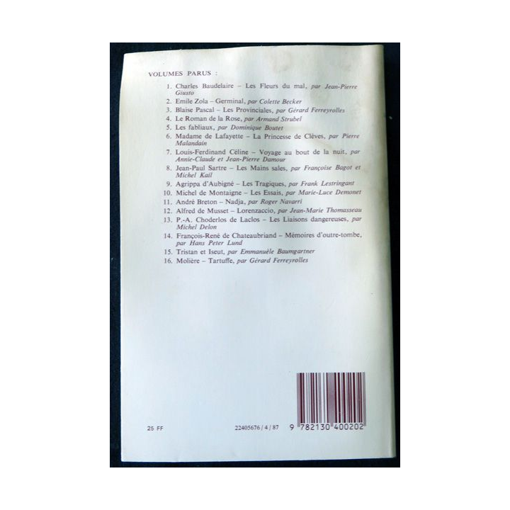 Molière - Tartuffe (études littéraires) de Gérard Ferreyrolles éditions Presses Universitaires de France