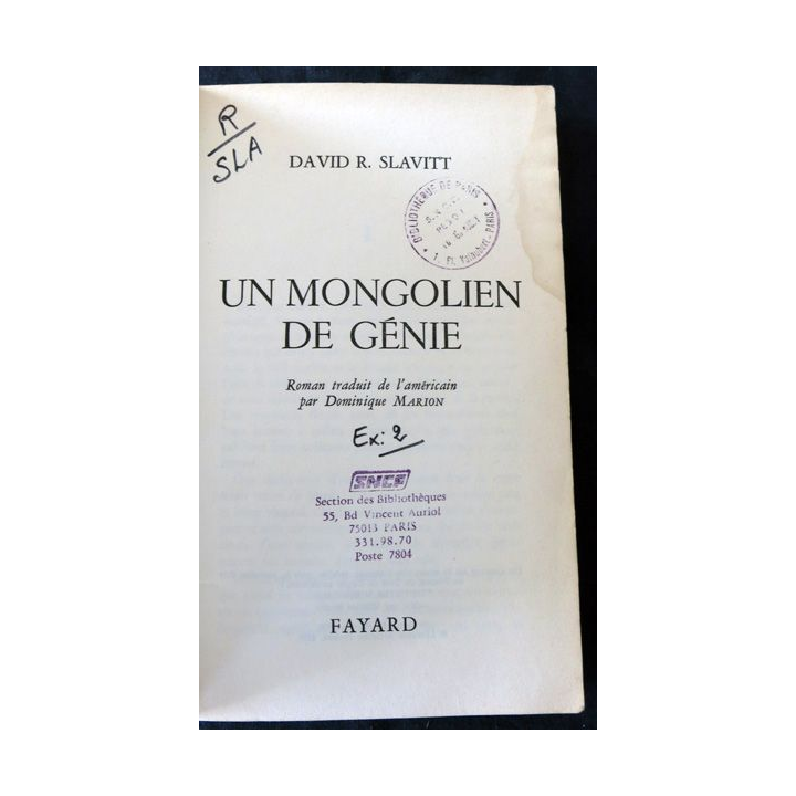 Un mongolien de génie de Robert Slavitt éditions Fayard  (Roman)
