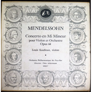 Disque 33 Tours de Mendelssohn concerto en Mi mineur pour violon et Orchestre Opus 64