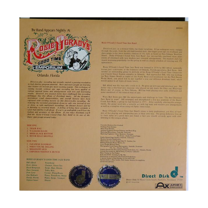 Disque 33 Tours Rosie O'Grady's Jazz band