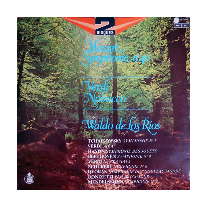 Deux disques  33 Tours de Mozart symphonie n° 40, Verdi Nabucco, Waldo de Los Rios...