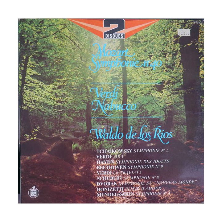 Deux disques  33 Tours de Mozart symphonie n° 40, Verdi Nabucco, Waldo de Los Rios...