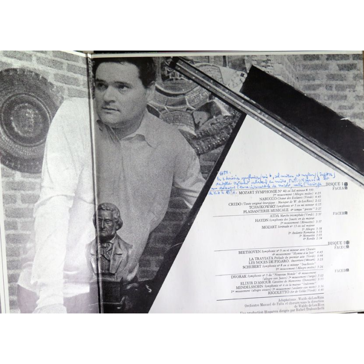 Deux disques  33 Tours de Mozart symphonie n° 40, Verdi Nabucco, Waldo de Los Rios...