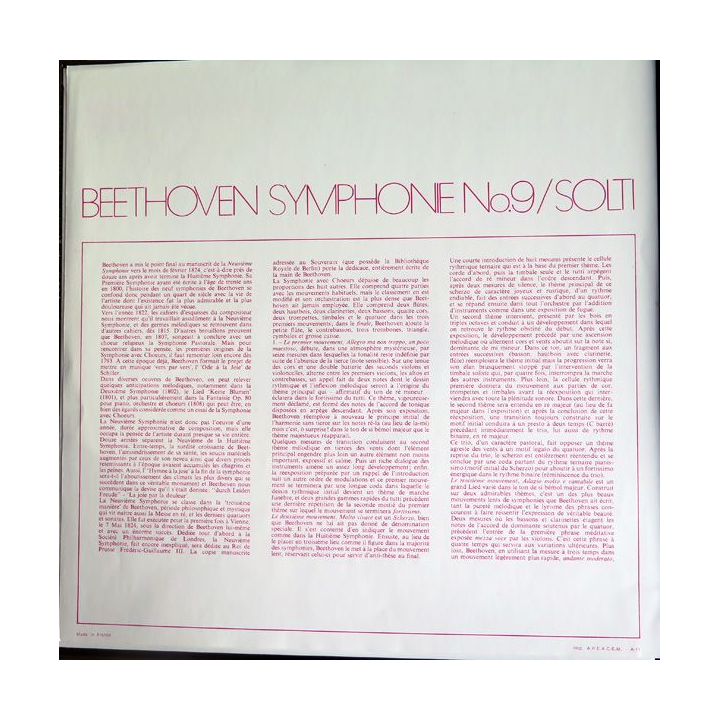 Coffret de deux disques  33 Tours de Beethoven / Solti symphonie n° 9