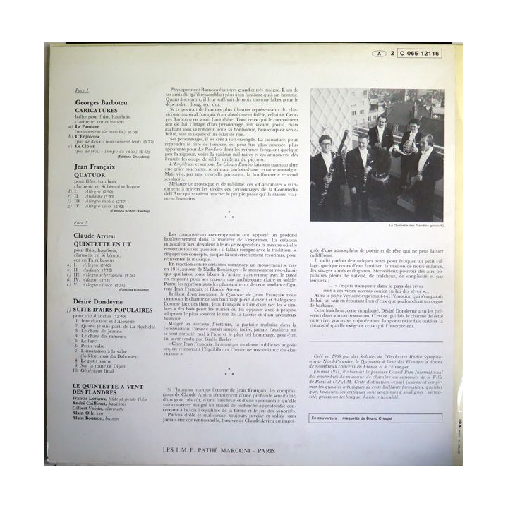 Disque 33 Tours Musique joyeuse Georges Barboteu, Jean Françaix, Claude Arrieu, Désiré Dondeyne