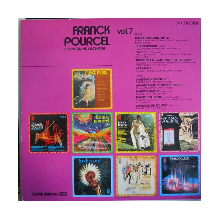 Disque 33 Tours Pages célèbres de Franck Pourcel et son Grand Orchestre volume 7